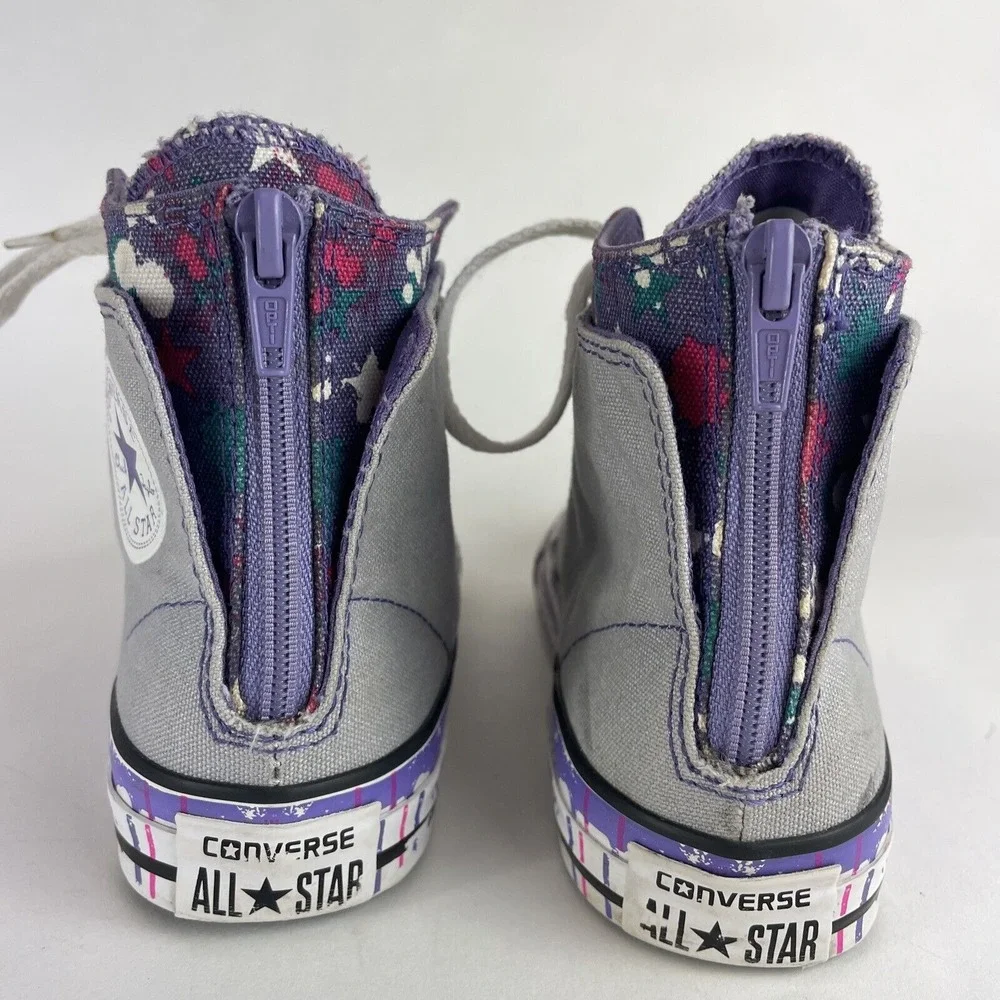 Converse Chuck Taylor All Star Juniors 6Y Grey, Purple Paint Splatter Size 3 US - Picture 9 of 12